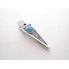 Small blue stone silver metal alligator hair claw clip clamp for fine thin hair (Size: 1.75)