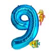 40 Inch Under the Sea Blue Number 9 Balloon, Mini Sea Animal Balloons Ocean Animal Foil Balloon, Seahorse Fish Balloons for Boys Girls Sea Theme 9th Birthday Baby Shower Party Decoration