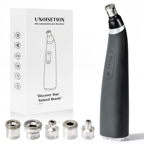 UNOISETION Diamond Microdermabrasion Machine, Handheld Facial Dermabrasion Device, Portable Microdermabrasion Tool with 12 Diamond Tips, Blackhead Removal for Home Travel