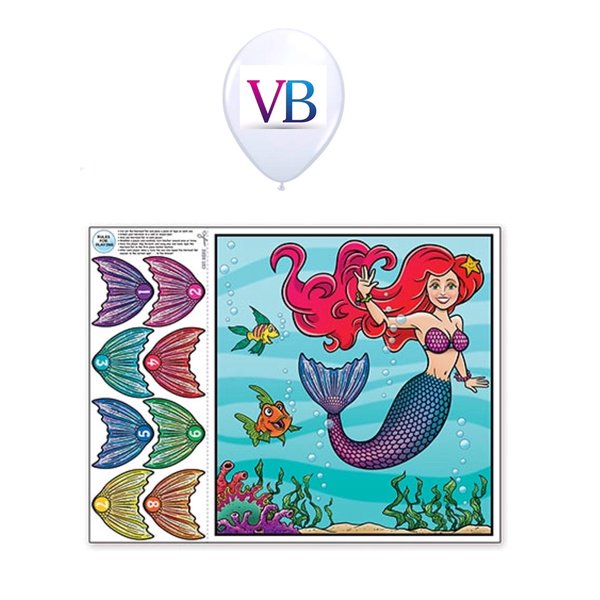 ValueBalloon Pin The Tail On The Mermaid Game Up To 8 Players Birthday Party Games Decorations Supplies The Little Mermaid Ariel