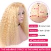 613 Blonde Lace Front Wig Human Hair 24Inch T Part Wig 10A Deep Wave Human Hair Wigs for Women 24Inch Brizilian Virgin Hair Blonde Lace Frontal Wigs Pre Plucked Glueless 180% Density