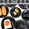 Wiooffen 96PCS Black Silver Birthday Paper Plates and Napkins Party Supplies Happy Birthday Party Decorations Disposable Birthday Party Tableware Dinnerware Set for Women Men Birthday Serves 24 Guests