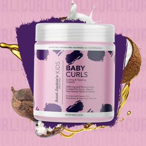 Aunt Jackie's Kids Baby Curls, Moisture Rich Curling and Twisting Custard for Naturally Curly, Coily and Wavy Hair, 15 oz, 2 Pack