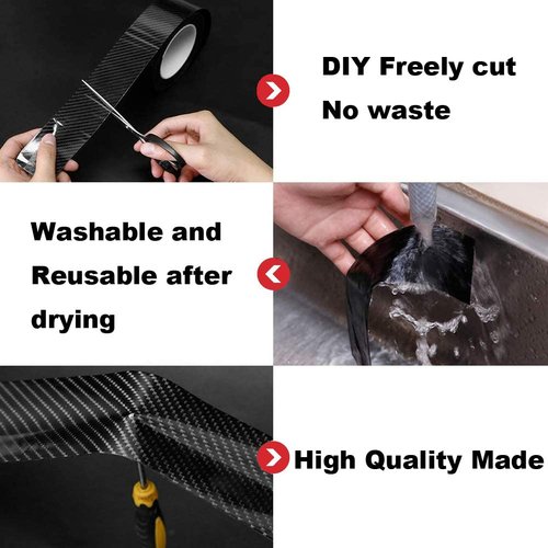 Automotive Car Door Edge Guards Door Sill Protector 5D Carbon Fiber Vinyl Wrap Film Threshold Bumper Paint Protection Strip Scuff Plate Anti-Collision Scratch Cover Universal for Most Cars 2in*33FT