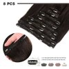 14" Remy Clip in Hair Extensions Human Hair Black for Women Beauty - Short Silky Straight 8pcs 20clips Real Human Hair Clip in Extensions (14 inch 100g #1B Natural Black)