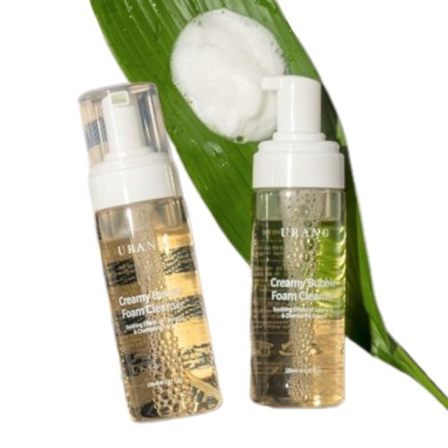URANG] Creamy Bubble Foam Cleanser 5.07 Fl Oz | COSMOS NATURAL Certified Calendula & Chamomile Extract - Soften and Moisturize Skin | Vegan Face Wash For All Fmaily Members | Bubble Skincare