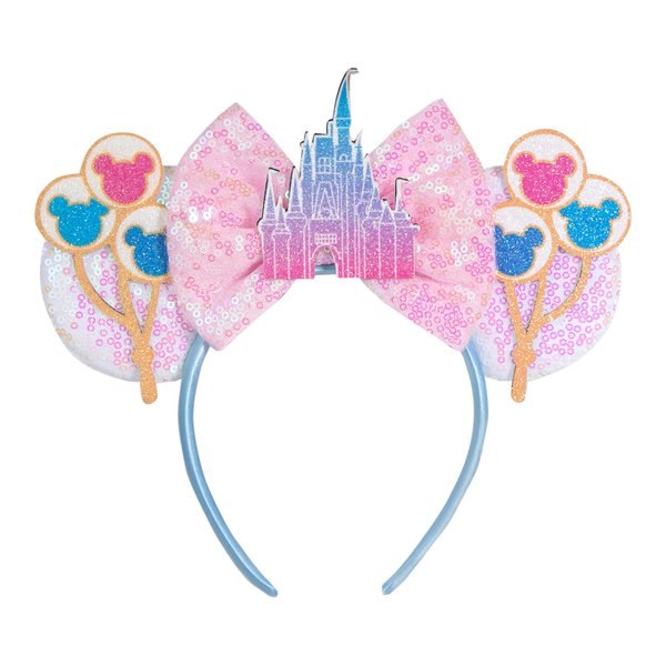 CHuangQi Mouse Ears Headband with Bow Double-sided Sequins Hairband for Mouse Themed Birthday Party Cosplay Decoration (XC63)