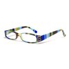 Calabria R576 Colorful Striped Reading Glasses +2.00 Blue Womens Trendy Readers Lightweight Comfortable w/Soft Slip In Case
