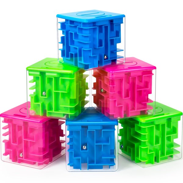YongnKids 6-Piece Money Maze Plastic Puzzle Boxes, Portable 3D Brain Teasers Game, Educational Toy for Kids & Adults - Challenging Sphere Puzzle, Gifts for Game Lovers, Party Favors
