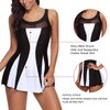 Zando Womens Swimsuit One Piece Swimdress Tummy Control Swim Dress Swimwear Slimming Skirt Swimsuits Bathing Suit Black White XL (US 12-14)