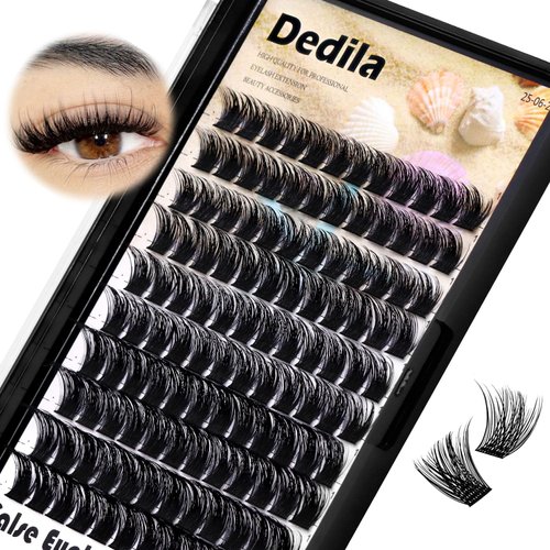 Dedila 120 Pcs Handmade D Curl Makeup Clusters Eye lashes Extensions Mixed 10-12-14-16mm/12-14-16mm/14-16-18mm D Curl Soft and Lightweight Individual false eyelashes Wide Stem (Mixed 12-14-16mm)