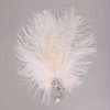 Aimimier 1920s Flapper White Feather Headpiece Crystal Pendant Hair Clip Roaring 20s Feather Accessories Masquerade Hair Jewelry for Women and Girls