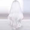 BERON 26 Inches White Wig Long Wavy Wig with Bangs Synthetic Wig Long Wig White Wigs for Daily Party with Wig Cap