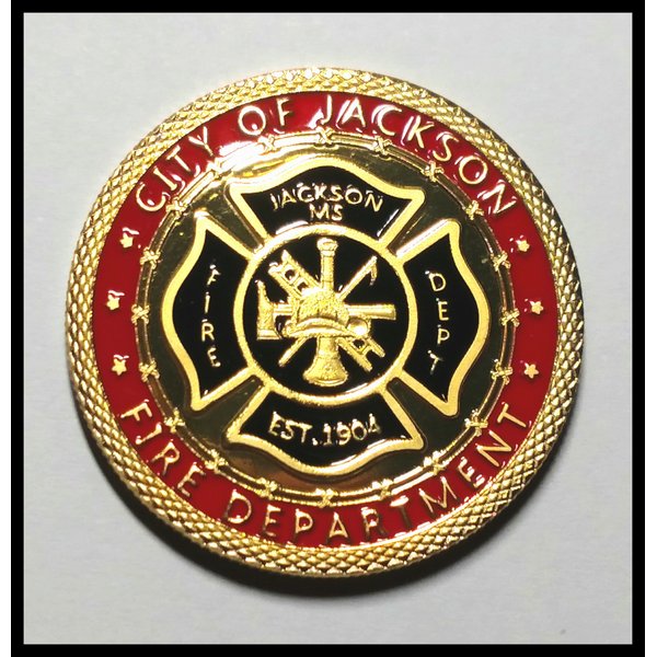 Jackson Fire Department Firefighter Colorized Challenge Art Coin
