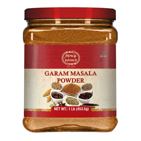 Spicy World Garam Masala Powder 1 Pound Bulk Jar - 16 Ounce - 15 Premium Indian Spice Blend, Salt Free