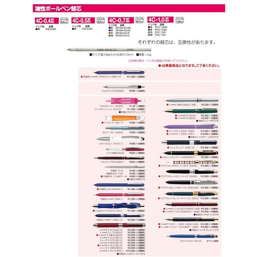 Zebra B-BR-8A-4C-R Oil-Based Ballpoint Pen Refill, Sharbo 4C-0.7 Leads, Red, 10 Pens