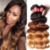 Sunber 12A Grade Ombre Bundles Body Wave 3 Bundles Brazilian Virgin Human Hair Bundles Ombre Human Hair Extensions 3 Tone Mixed 1B/4/27 Color (18 20 22）Ombre Body Wave Bundles Mixed Color