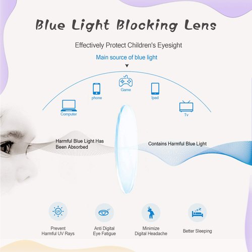 LifeArt Kid Blue Light Blocking Glasses, Filter 85% of Harmful Blue Light, Anti Eyestrain and Blurry, Computer Glasses(Clear Pink)
