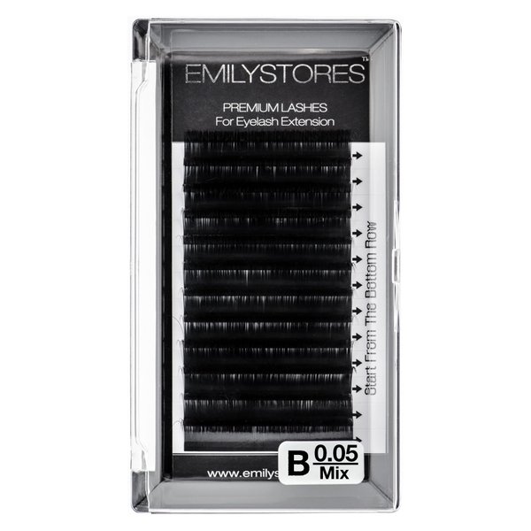 EMILYSTORES Lash Extensions 0.05mm Thickness B Curl Mixed Sizes 8-14mm Length Natural Looking Volume Eyelashes For Eyelash Extensions(0.05,B,Mixed 8-14mm)