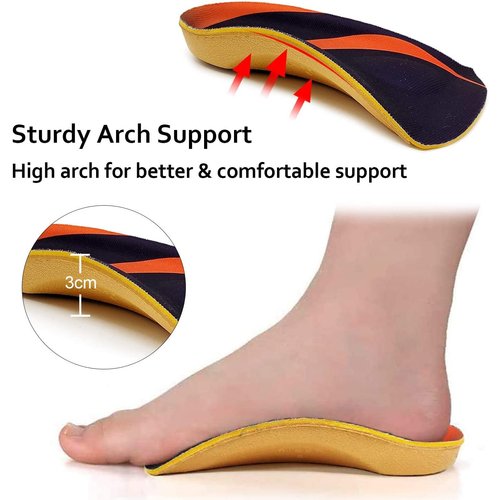 Arch Support, RooRuns 3/4 Orthotic Shoe Inserts for Over-Pronation, Plantar Fasciitis, Heel Pain Relief, High Arch Support Insoles for Men and Women for Running Walking
