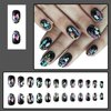 LBPEPAMZ Halloween Extra Short Press on Nails, Black Gothic Matte Mushroom Devil Glue on Gel Nails,Reusable Glossy Stick on Nails Squoval Artificial Nails for Women Manicure Nail Decor 24 Pcs