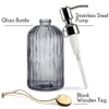 JASAI 18 Oz Vertical Stripes Kitchen Soap Dispenser with 304 Rust Proof Stainless Steel Pump, Refillable Liquid Soap Dispenser for Bathroom, Kitchen, Hand Soap, Dish Soap (Clear Grey)