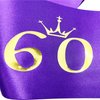 NAUXIUDSJS 60th Birthday Sash, Fabulous 60 Birthday Satin Sash with Gold Foil Words, Birthday Gift 60th Birthday Accessories Decorations Party Favor,Purple