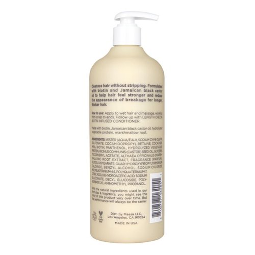 Hairitage Length Check Biotin Shampoo with Jamaican Black Castor Oil - Thickening + Volumizing - Sulfate Free + Color Safe + Vegan - Hydrating Repair Shampoo for Thinning Hair 13 oz.