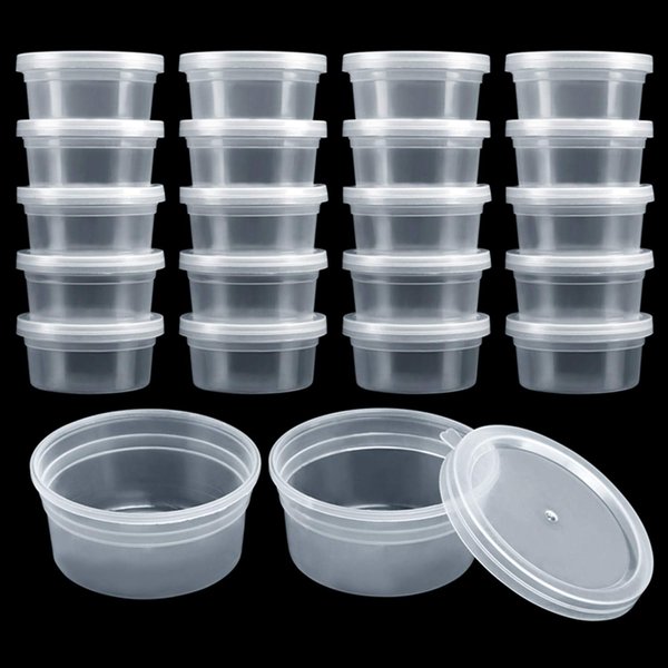 GWHOLE Plastic Containers Disposable Slime Art Work Bead Floam Material Storage Containers with Lids 4.5oz 20pcs