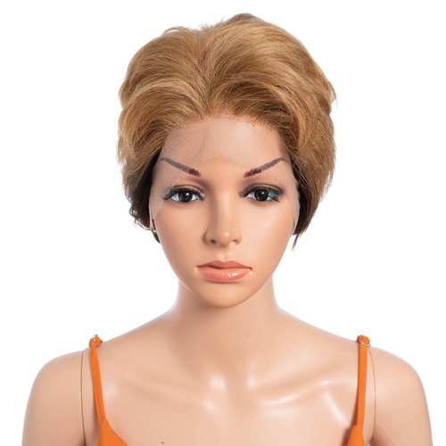 N BLE STAR 8 Inch Short Lace Front Wigs Human Hair 13X1 Short Wig 150% Density Human Hair Wigs Ombre Brown Short Wigs for Black Women Human Hair DYA 4/27-1#