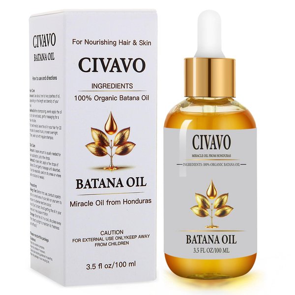 Civavo Organic Batana Oil for Hair, 100% Pure Natural Pressed Nourishing Batana Oil Hair Mask for Anti Hair Loss, Repairs Damaged Hair & Skin (100 ml)