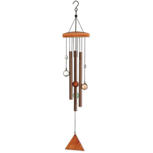 Sunset Vista Designs 92684 Temple Metal and Wood Wind Chime, Color Glass Marbles 23x5
