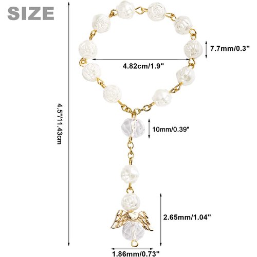 25 Pc San Joaquin Creations Ivory Color Baptism Favors with Angels Mini Rosaries Gold Plated Acrylic Beads/Recuerdos De Bautizo/Christening Favors/Decenarios/Communion Favors/Finger Rosari