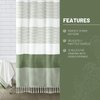 Awellife Boho Sage Green Shower Curtain for Bathroom Stripe Tassel Shower Curtain 72 X 72 Inches Farmhouse Linen