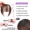 EBENK Clip in Bangs-100% human hair Brown Black Wispy Bangs in hair pieces, Fake Bangs Hair Clip, Easy Hair Extensions for women, Clip on Bangs Curved Bangs for Daily Wear