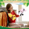 RoundFunny 4 Pcs Hand Puppet Animal Hand Puppet Set with Working Mouth 9.8 Inch Animal Puppet Animal Soft Plush Toy for Storytelling Theater Preschool Birthday Gifts (Cow, Frog, Duck, Sheep)