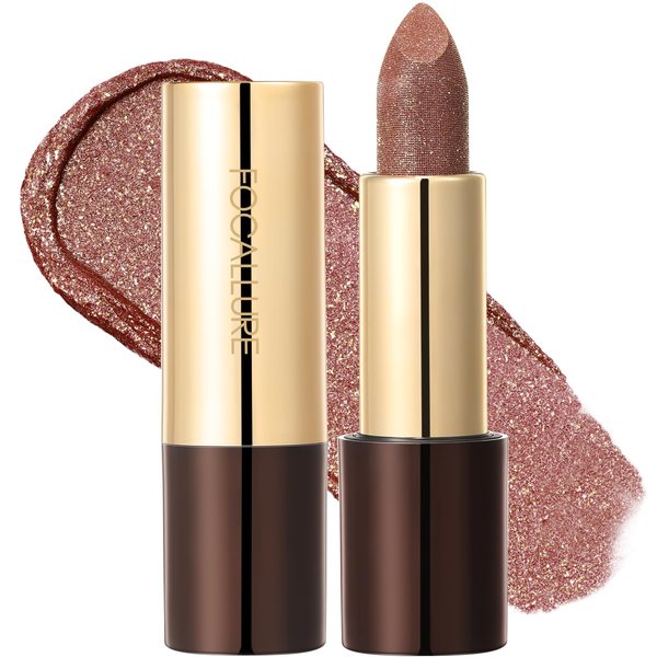 FOCALLURE Glisten Opal Shine Lipstick, High Impact Lip Color, Moisturizing Tinted Lip Balm, Lightweight & Hydrating Formula for Lip Care, BITTER SWEET