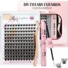 Riya Lash Clusters 144Pcs with Strong Hold Bond Seal Lash Glue and Eyelash Extenisons Kit, and Applicator Clusters Lashes Kit 8-16MM D Curl Individual Lashes DIY at Home（01）