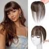 MORICA Bangs Hair Clip, 360° 3D Cover Clip in Bangs 100% Real Human Hair Toppers with Bangs，Hair pieces Clip on Bangs for Women Fake Bangs for Daily Wear (Dark Brown, 5×7 3D Bangs)