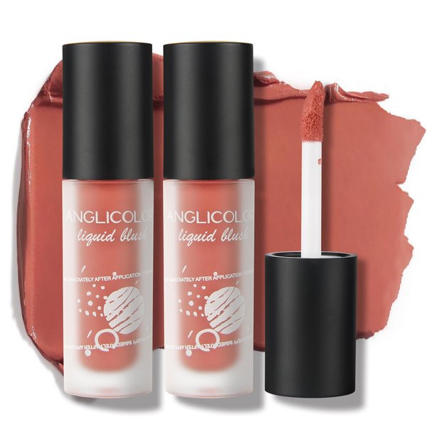 Anglicolor Matte Liquid Blush, 2pcs#03 Rose Tea, Lightweight, Highly Pigmented, Vegan & Cruelty Free, Palette