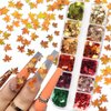 12 Grids 3D Maple Leaf Nail Glitter Sequins Fall Nail Art Stickers Decals Holographic Laser Red Gold Yellow Orange Fall Glitter Leaves Designs Autumn Nail Charms Thanksgiving Nail Art Decorations