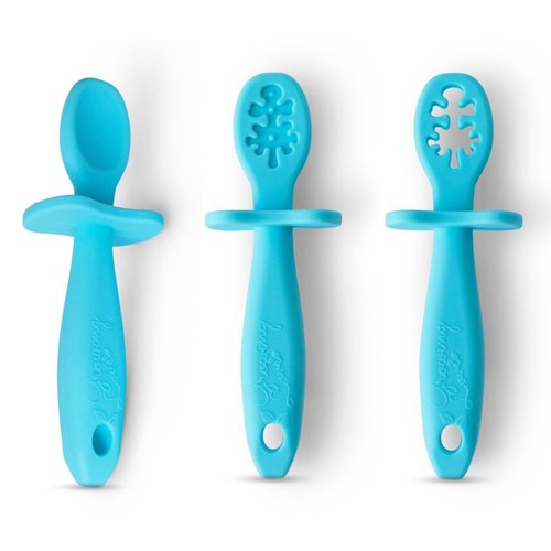 Growing Love Baby Spoons Set, Self Feeding 6 months, Pre-Spoon, Baby utensils, training spoon, cuchara bebe, blw, 100% silicone, Anti choke shield