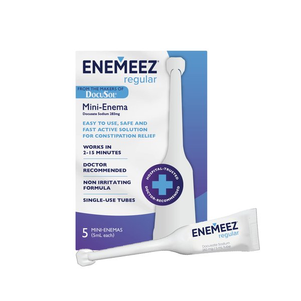 Enemeez Docusate Sodium Enema - Fast Acting Constipation Relief for Adults, 0.84 Fl Oz, Clear Mini Docusate Enemeez Formula