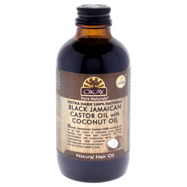 OKAY | Extra Dark 100% Natural Black Jamaican Castor Oil with Coconut Oil | For All Hair Textures & Skin Types | Grow Strong Healthy Hair - Moisturize & Revitalize Skin | 4 Oz