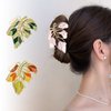 Yonchic 3-Piece Floral Metal Hair Clips, 3-Color Leaves Hair Claw for Thin/Medium Thick Hair Claws, Elegant Barrettes Strong Hold Hair Clamps Non Slip Cute Hair Catch Clip Accessories