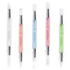 5 PCS Silicone Nail Art Acrylic Pen Brushes Set Dual Tipped Rhinestone Nail Polish Carving Pen Silicone Head Acrylic Handle Nail Art Brushes Silicone Nail Tools for Home Salon