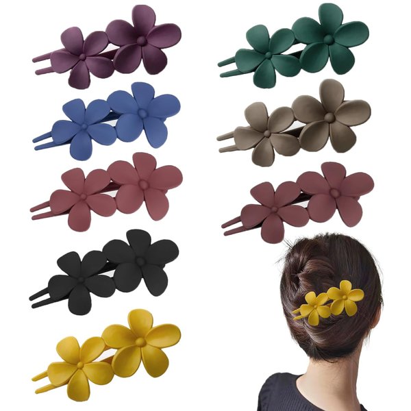 8 PCS Flower Hair Clips for Women, Claw Clips for Hair Claw Clip for Thin Thick Hair Flower Alligator Clips for Women Strong Hold Hair Claws Cute Clip Beach Hair Accessories