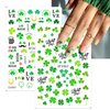 10 Sheets St Patrick’s Day Nail Stickers Green Shamrock Nail Art Stickers Self Adhesive Four-leaf Clover Leaf Nail Decals Luck of Irish Nail Supplies for Women Girls Saint Patrick's Day Manicure Decor