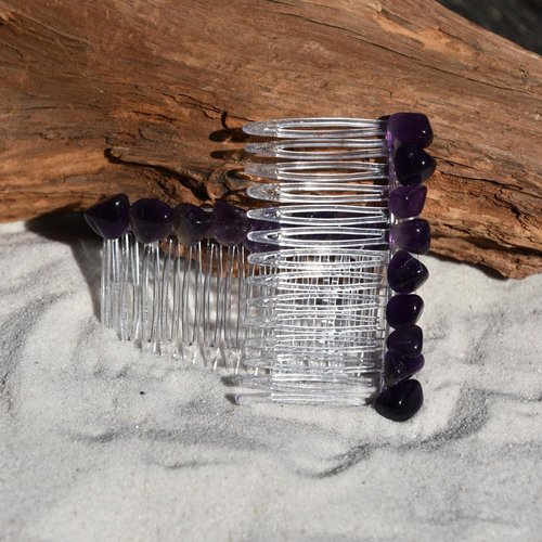 Amethyst Stone Hair Comb (Qty of 2)