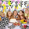 121 Pcs Cow Print Birthday Party Supplies,60 Cow Print Plates And 60 Cow Print Napkins 1 Cow Print Tablecloth,Farm Animal Barn Party Supplies Set for Cow Farm Theme Birthday Party Decorations